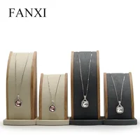 

FANXI Delicate Beige Soild Wood Jewelry Display Rack For Pendant Long Chain Necklace Hanging Exhibitor Necklace Display Stand