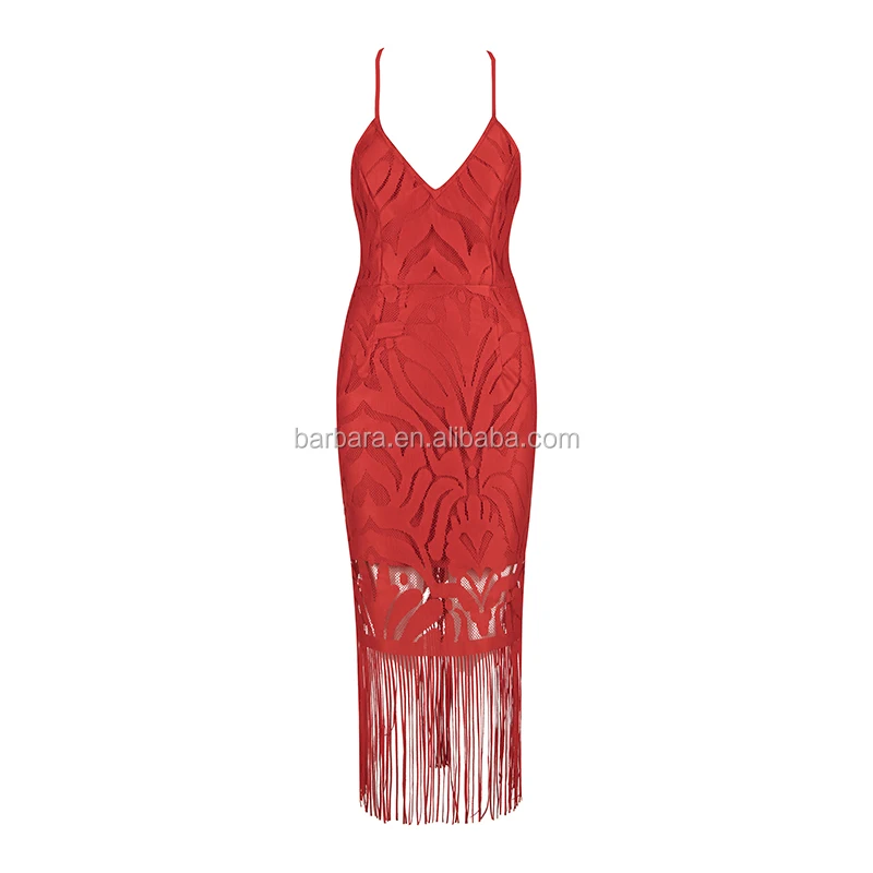 

2017 New Hot Women's Knee-length Spaghetti Strap V-neck Autumn Lace Dresses, Picure