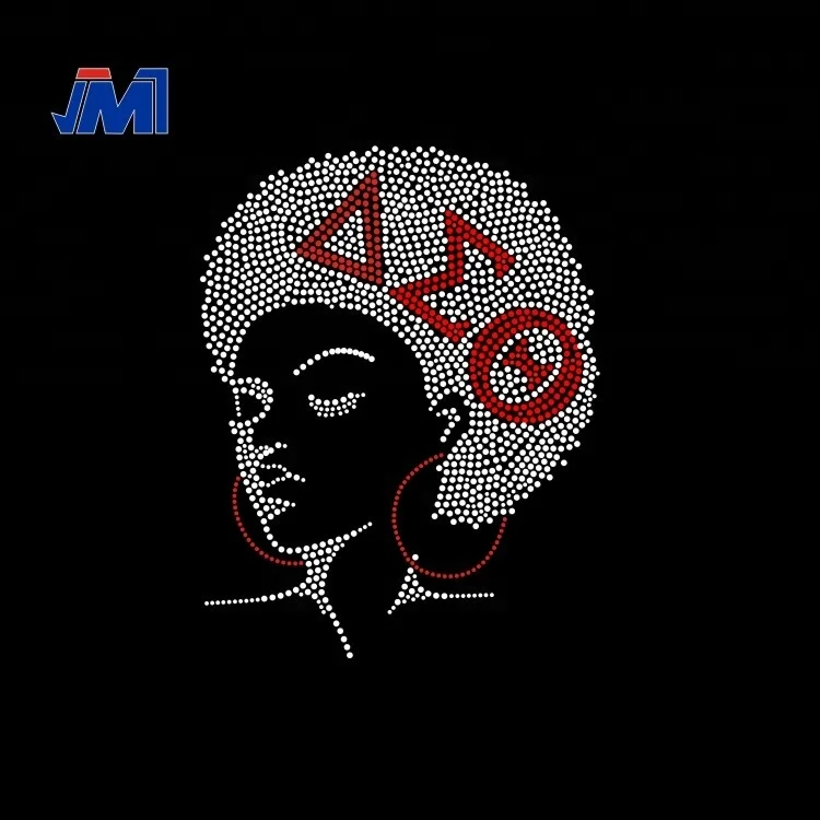 

Hot sale Delta Sigma Theta Afro girl hot fix rhinestone transfer