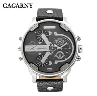 

CAGARNY Brand Japan Movement 3atm Water Resistant Stainless Steel Back Large Face Two Time Military Rlojes Hombre Wristwatch