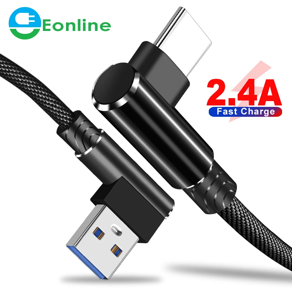

1m 2m 3m USB Cable 90 Degree Reversible 2.4A 8-pin Cable Fast Charger Mobile Phone Cables, Black;red;blue;sliver;gray