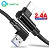 1m 2m 3m USB Cable 90 Degree Reversible 2.4A 8-pin Cable Fast Charger Mobile Phone Cables