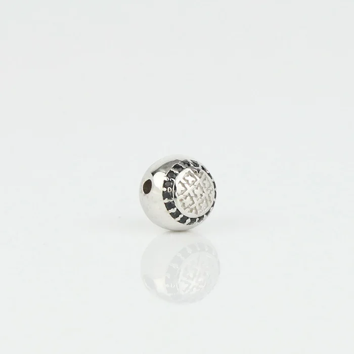 Custom 925 Sterling Silver Round Bracelet Beads, Custom Logo Beads MJCC046