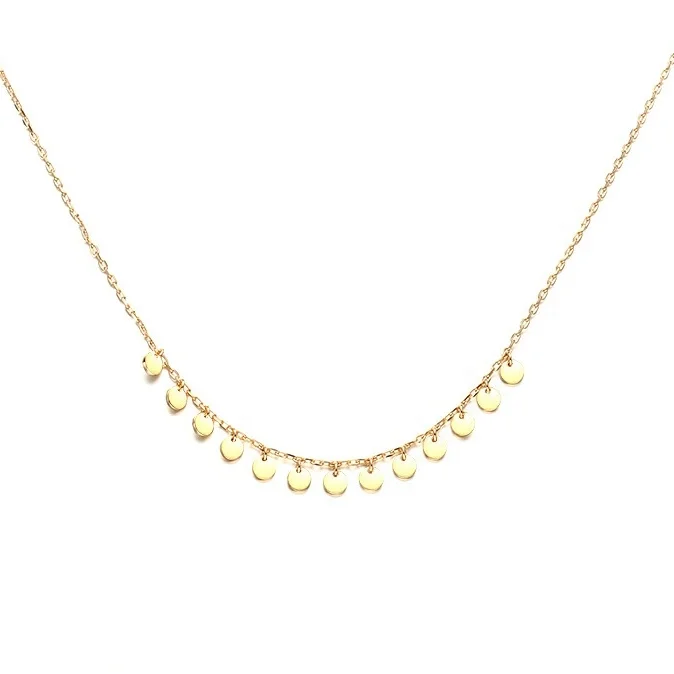 

Gold Plated Disk Gold Vermeil Necklace 925 Sterling Silver Necklace, Rose gold