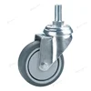 Long way 50-125 mm 130 kg TPR swivel threaded screw medical bed caster wheel