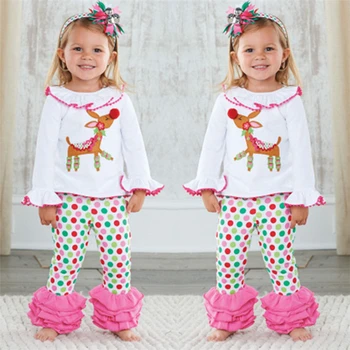 Hyb42 My First Christmas Girls Boutique Stripe Christmas Outfit For