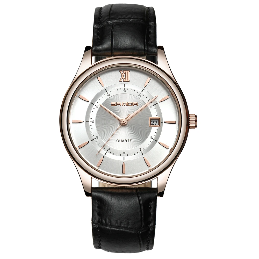 

WJ-7558 SANDA Brand Men's Calendar Leather Watch Strap Fashion Casual Trend Student Waterproof Wrist-watch, Mix