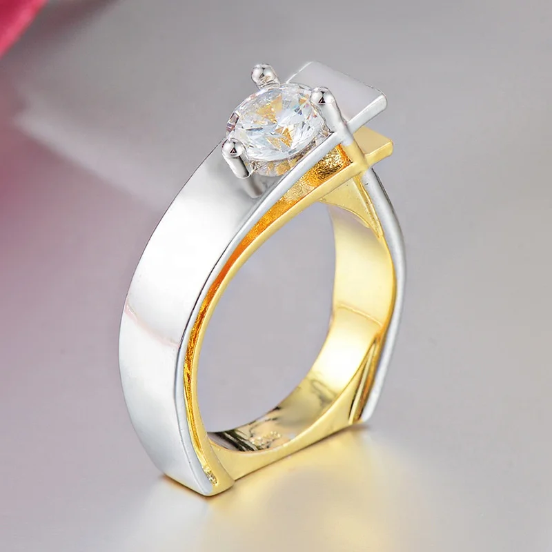 

Luxury Small Zircon Ring Unique Style Crystal Silver Gold Color Ring Promise Engagement Rings For Women