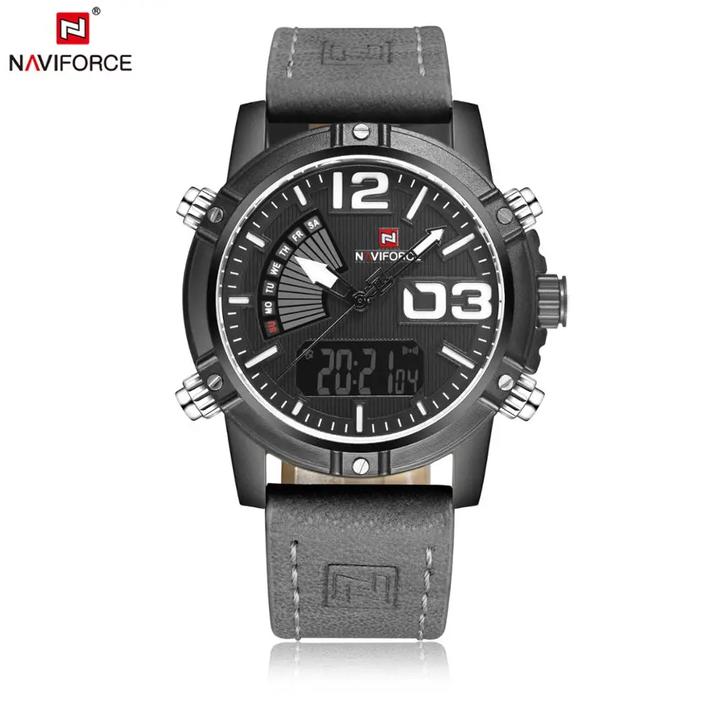 

NAVIFORCE Watch 9095 Japan Quartz+Digital Mens Wristwatch Luxury Branded 30 ATM Men Analog Sports Watches Relogio Masculino, 5 color for choice