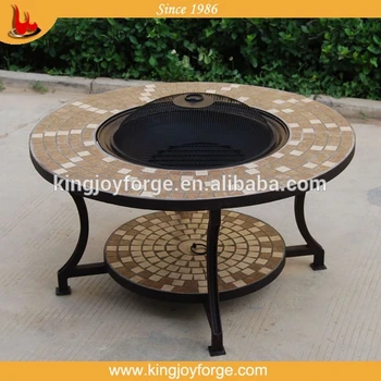 Outdoor Ceramic Table Fire Pit With Bbq Grill Buy Barbecue Grill