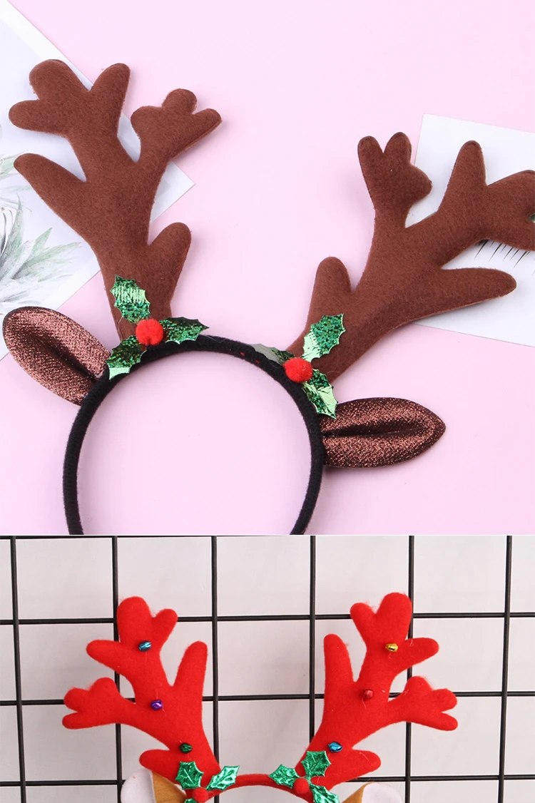 Christmas Moose Antlers Headband Bells Amazon Explosions Headdress Head ...