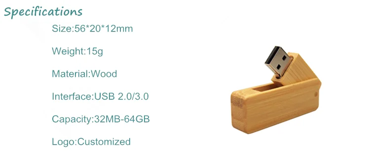 Original Swivel Wood Flash Drive USB 2.0/3.0 memory stick Custom Photographic Studio LOGO - ANKUX.COM