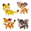 Nanoblocks Tiger Leopard Brothers Gifts Micro DIY Building Bricks Cute Cartoon Mini Blocks For Kid Building Blocks