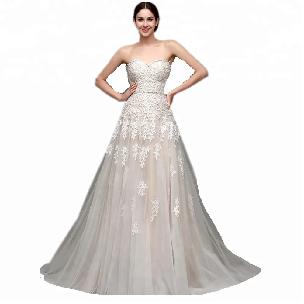 

2018 cheap wedding dress Africa style Princess A Line Wedding Gown Embroidered Lace net Tulle lace bridal wedding gowns S226, N/a