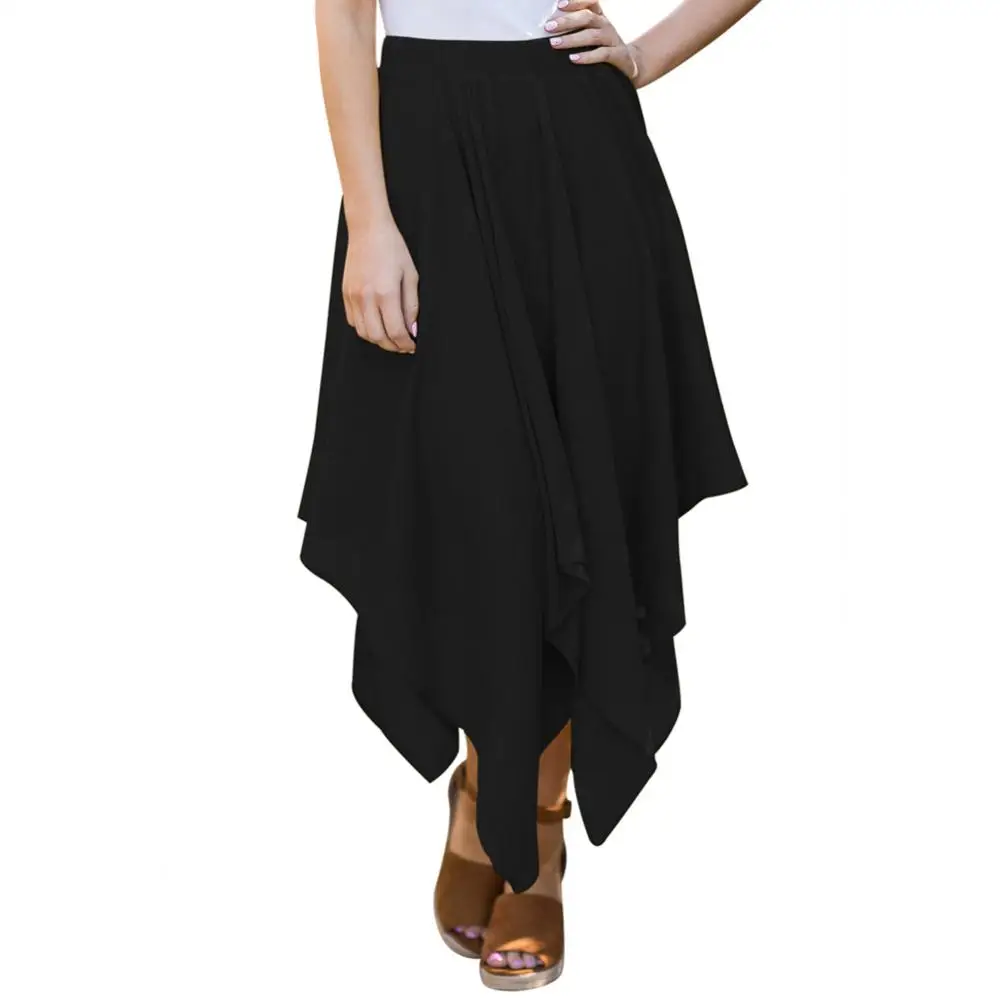 

Black Irregular Hemline Design Stylish Midi Long Skirts Women