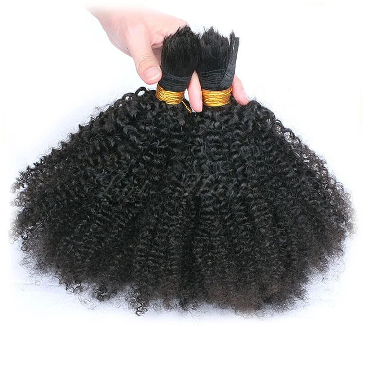 

6A natural black color virgin afro kinky hair extensions for black women