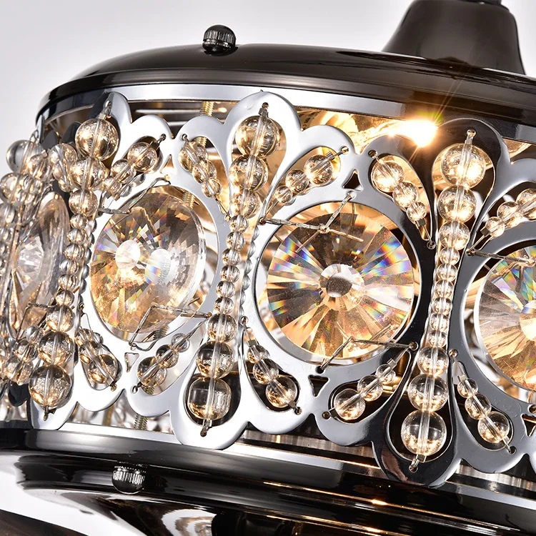 
High quality new design LED crystal lights living room modern fan 