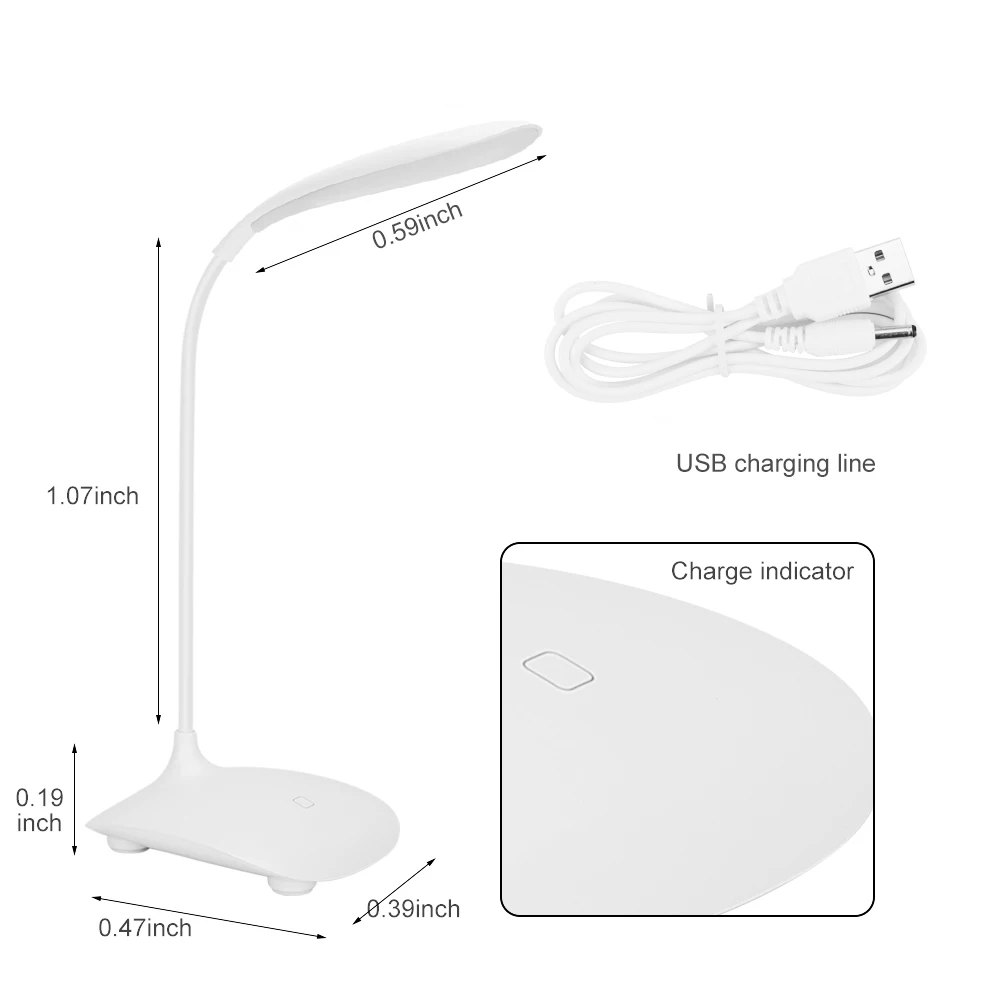 
ABS plastic Portable Touch switch Folding and Dimmable Led Desk Lamp with USB Charge built in battery 