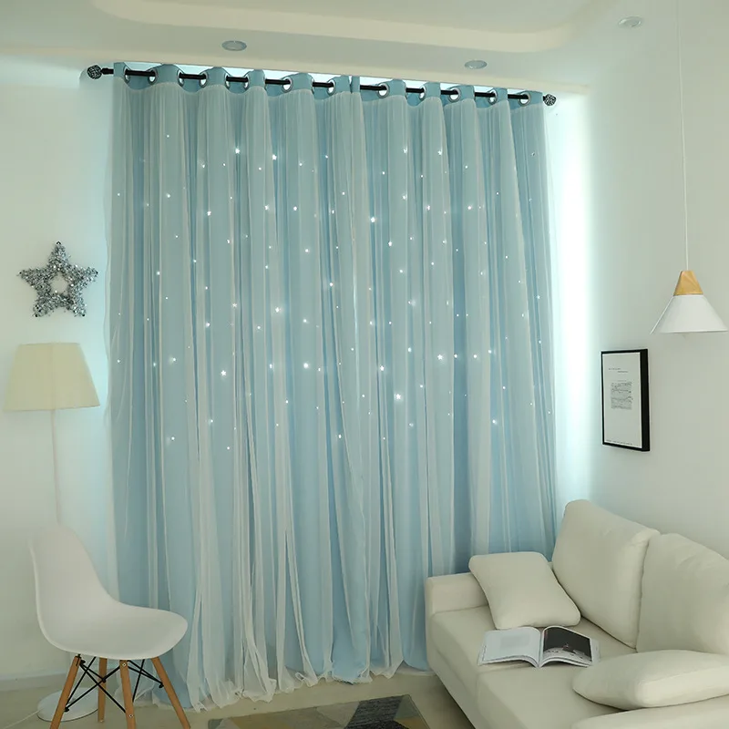 Lovely Blue Korean Style Princess Star Baby Room Blackout Curtain Sets Window Curtain For Kids Bedroom Buy Curtain Sets Curtain Sets Curtain For