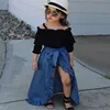 2019 Hot Selling fashion kid girl clothing long sleeve tops + Denim skirt 3pcs Girls Outfits