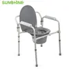 Healthcare Supply BA383 Steel bedside Folding Commode Shower Chair Set Toilet Chair With bedpan For Elderly