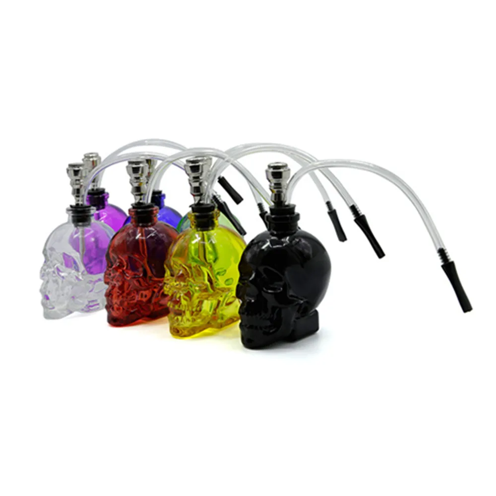 

New Glass Colorful Skull Pipe Smoke Tube Glass Tobacco Holder Filter Narguile Portable Hookah Smoking Shisha Chicha Cigaret, Transparent,purple,black,red,blue,yellow,green