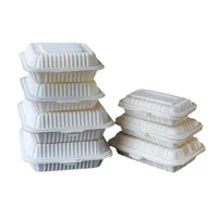 

Food grade biodegradable cornstarch plastic tableware white clamshell lunch box