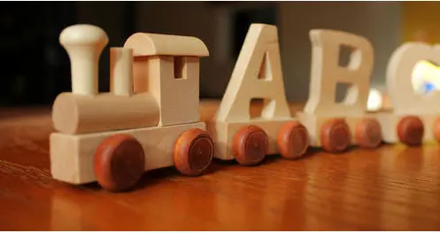 wooden train letters