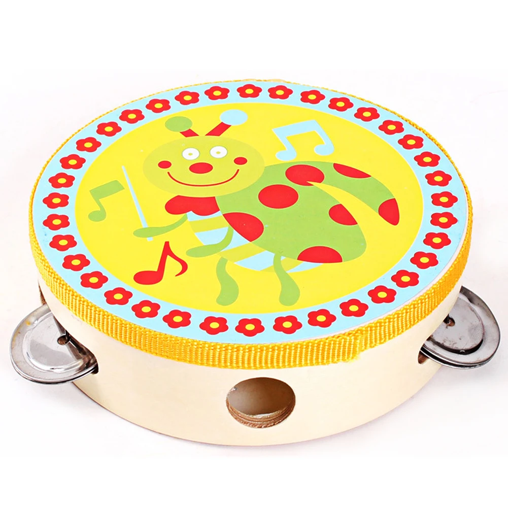 Baby Toys Wooden Drum Rattles Tambourine Kids Children Drum Early