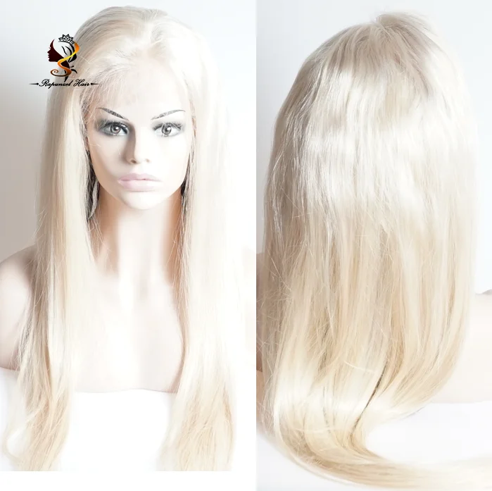 

Overnight white blond#60 Virgin 100 Brazilian Human Hair Wigs Long Blonde full lace wig