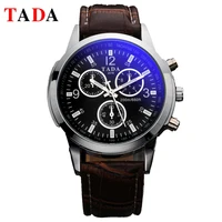 

HOT SALE TADA 2018 Top Brand Luxury Fashion Leather Watches Mens Blue Ray Glass Quartz Analog Watch Wristwatch Clock Dropship