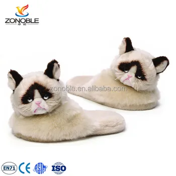 Mode Kustom Lucu Bulu Nyata Dewasa Boneka Kucing Hewan Sandal