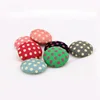 dot printed satin fabric wrapped round metal jewelry making button supplies
