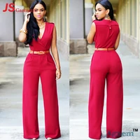 

88YD2196 New Arrival Fashion Sexy V-Neck High Waist Sleeveless Ladies Jumpsuit With Belt