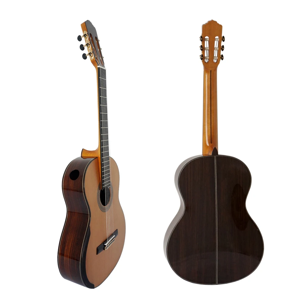 

China aiersi master level lattice bracing raised fingerboard and side port desigh violin back classical guitar, Natural