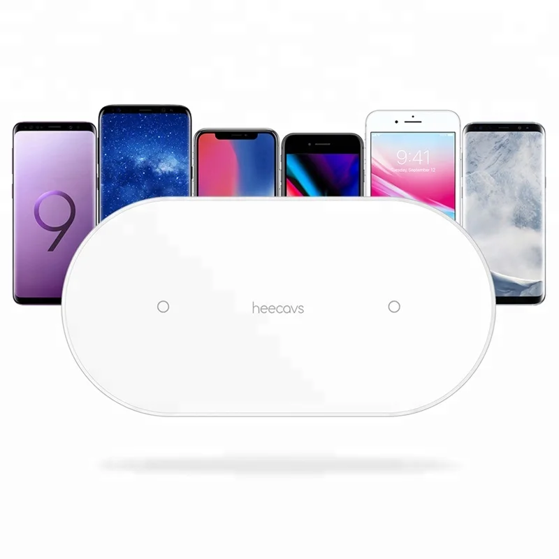 

Aluminium QI Quick Dual Wireless Charger for iPhone XR Max, 10W/7.5W Fast Wireless Charger Pad For Airpods, For Samsung Phone, Silver