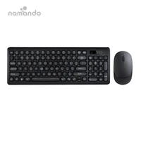 

Wireless Keyboard and Mouse Combo 2.4GHz Cordless Cute Round Key Set Smart Power-Saving Whisper-Quiet Slim Combo for Laptop