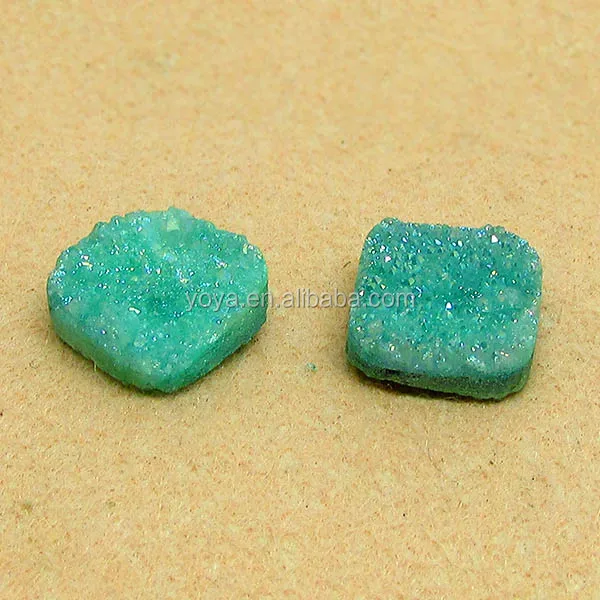 

GC1148 Wholesale Green Turquoise Druzy Square Cabochons
