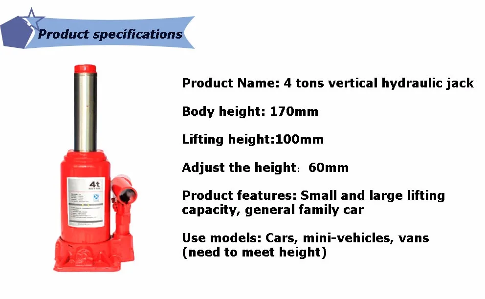 Ql Series 4 Tons Portable Hydraulic Bottle Jack Family Car Use Electric
