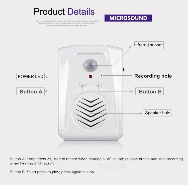 Recordable Sound Machine Infrared Motion Sensor Activated Voice