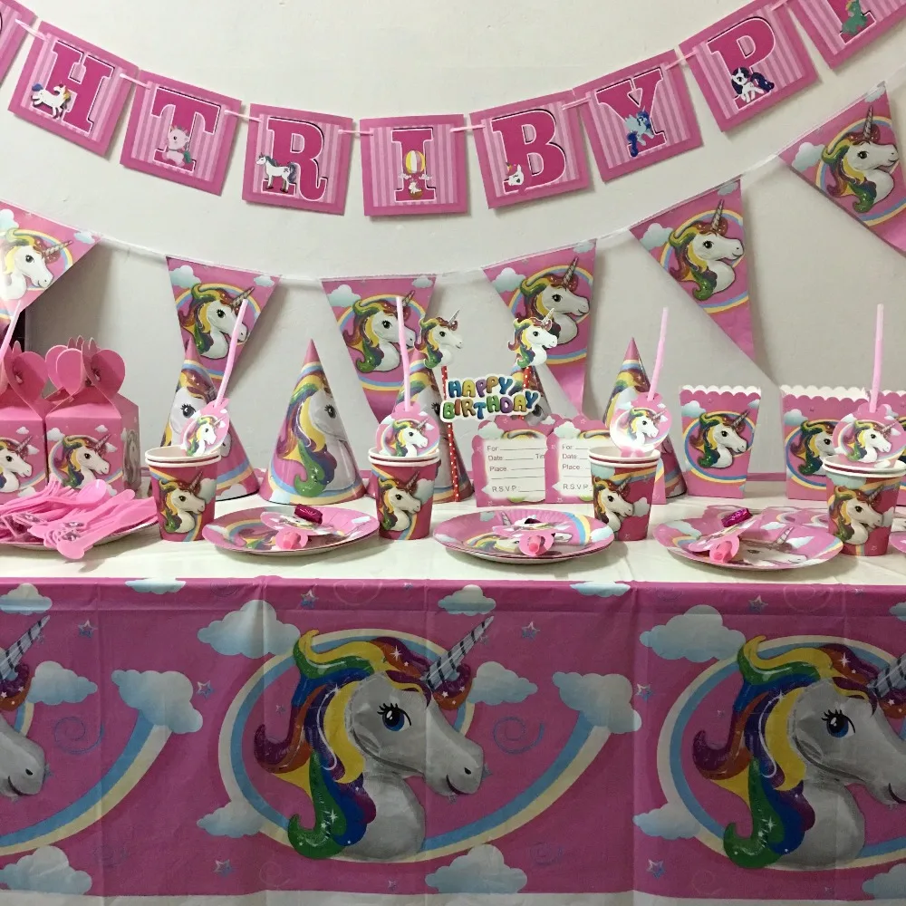 Unicorn Sparkle Pony Girls Birthday Party Supplies Cup Tableware Decorations WL 