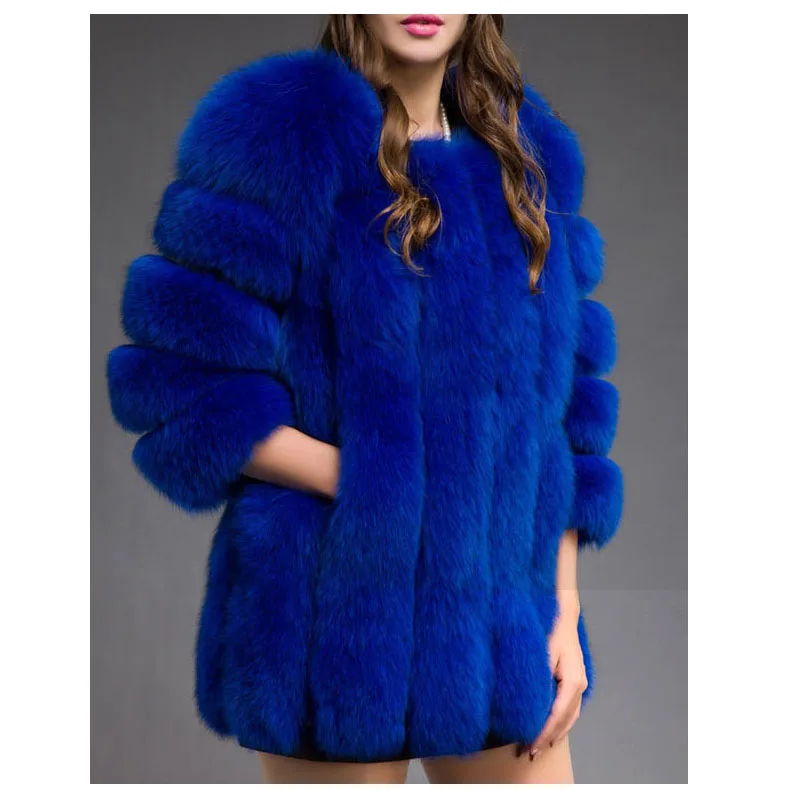 2018 european style Lady faux Fur Jacket Winter Fashion Long Coat Wholesale Women Outerwear plus size Mink fur Coat Women