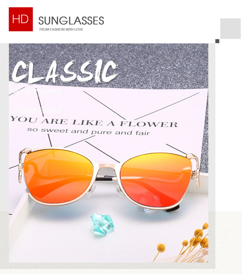 Trendy Cat Eyes Half Frame Designer Curved Temples Ladies Sunglasses
