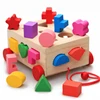 Wood box toy with 15 different shape holes matching blocks toy