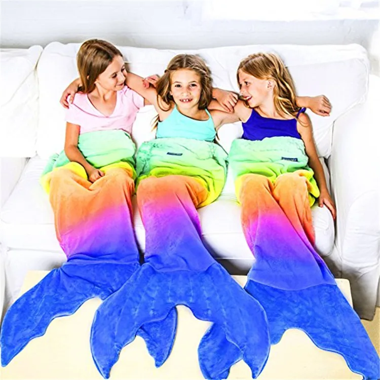 

Mermaid Tail Blanket for Kid Teen Adult,Plush Soft Flannel Fleece All Seasons Sleeping Bag, Custom color