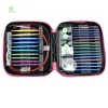DIY Change Head Aluminum Circular Knitting Needle Crochet Hook Set in A red PU leather case