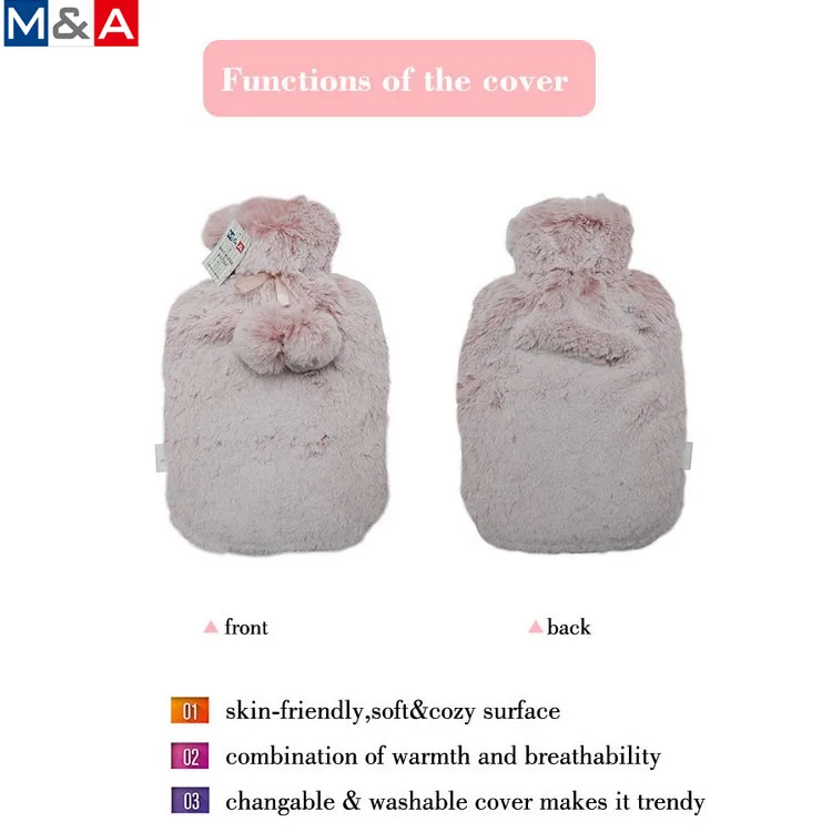 
Popular new producing luxury faux fur plush hot water bottle and cover 