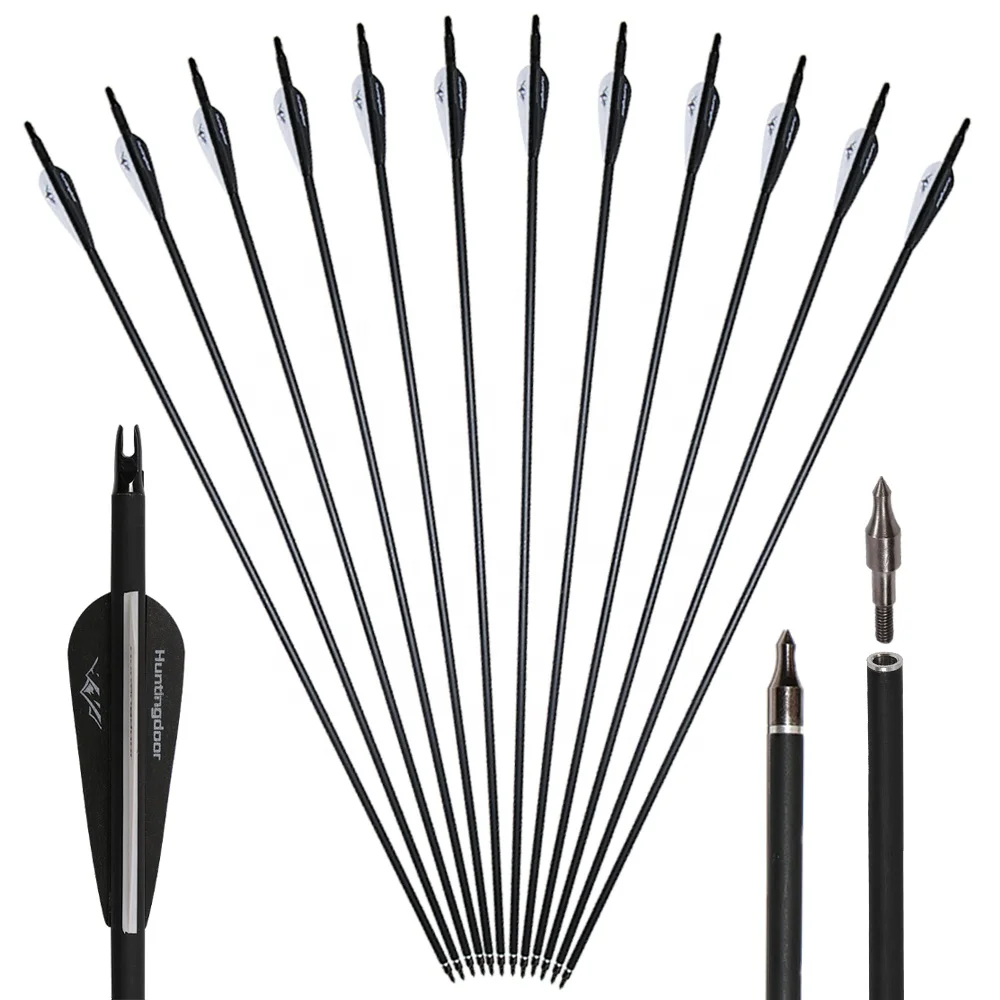 

Hot selling archery carbon fiber arrows 500 spine archery hunting carbon arrows with target filed tips