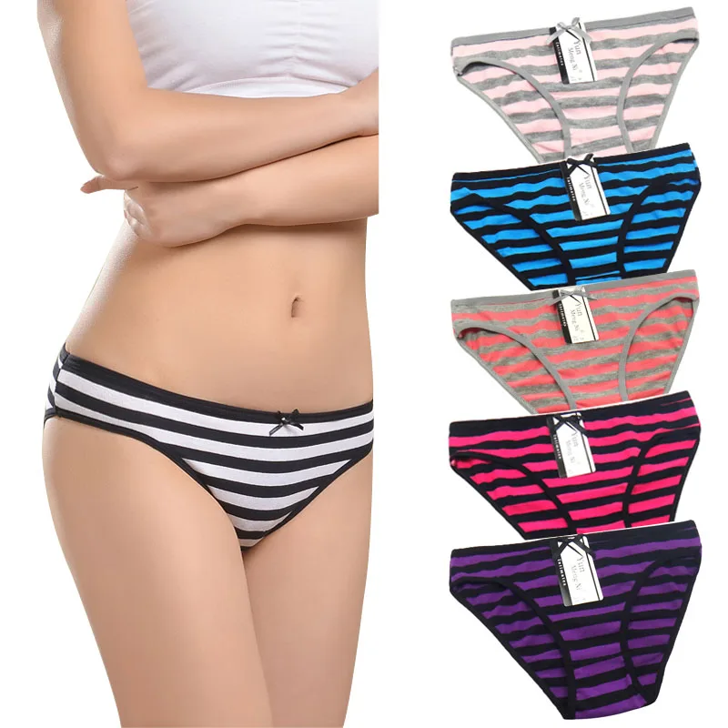 

Cute Girl Teen Breathable Cotton Striped Women Underwear Young Girls Women Panties