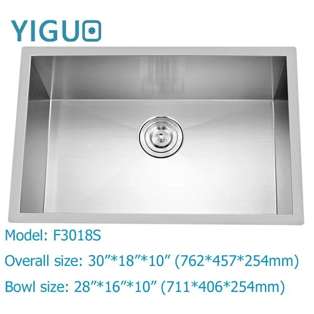 
undermount installation type brushed surface treatment Handmade 304 stainless steel kitchen sink with drainboard 